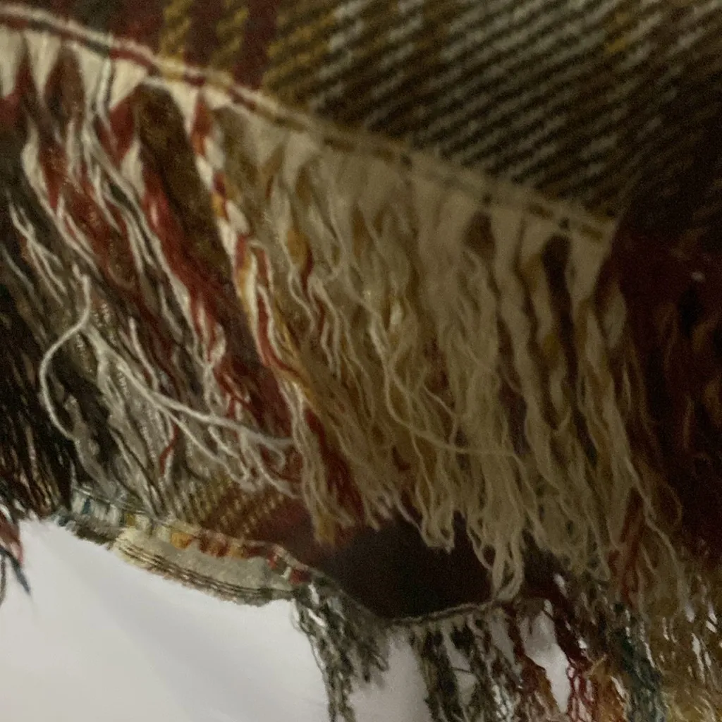 Charter Club One size Multicolor Plaid Fringe Wrap BUTTON AT SIDES FALL COLORS - Image 8