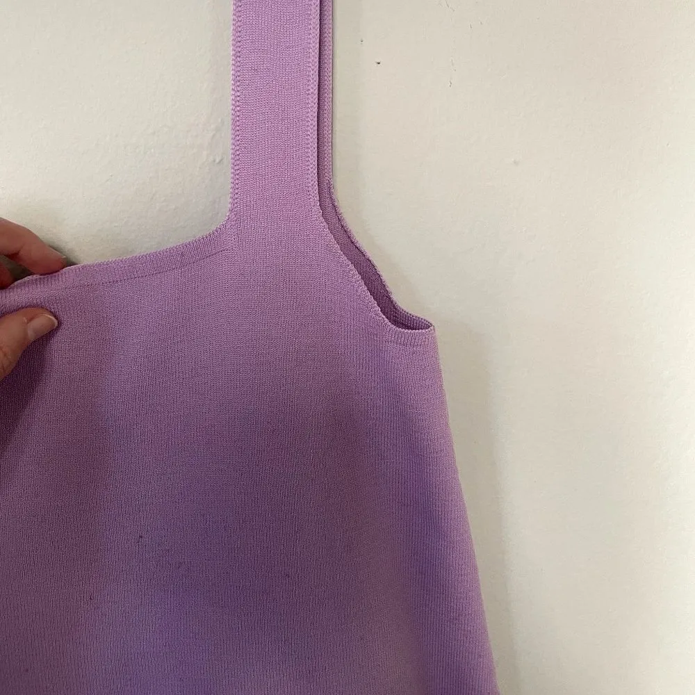 Zara purple sleeveless summer bodycon dress casual summer straight neckline - Image 3