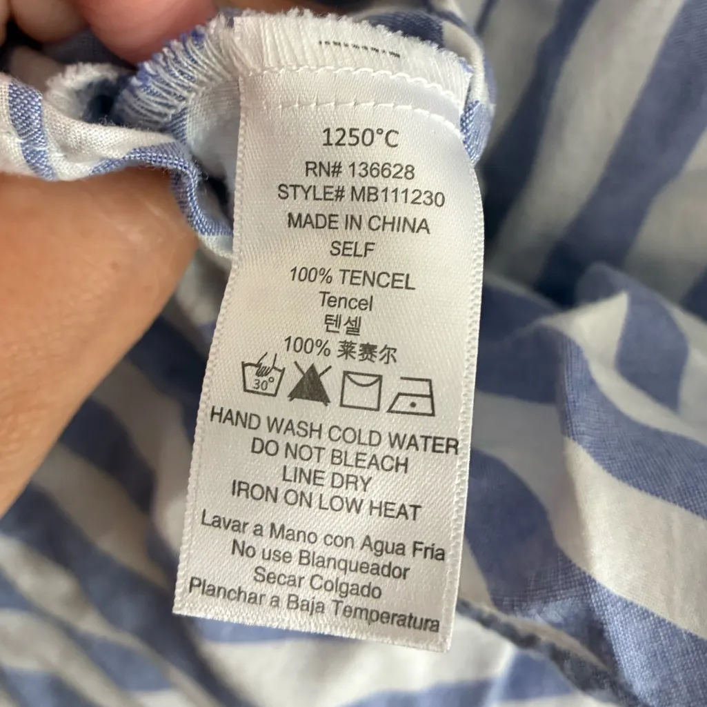 1250C Buttons Down Blue Striped Women's Top L Size L - Image 9