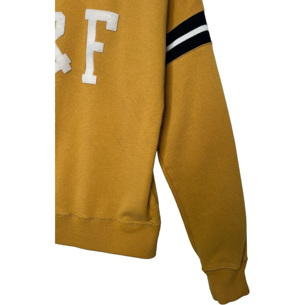 Abercrombie Fitch Top Womens XS Felt Logo Sweatshirt Academic Rugby Yellow - Image 4