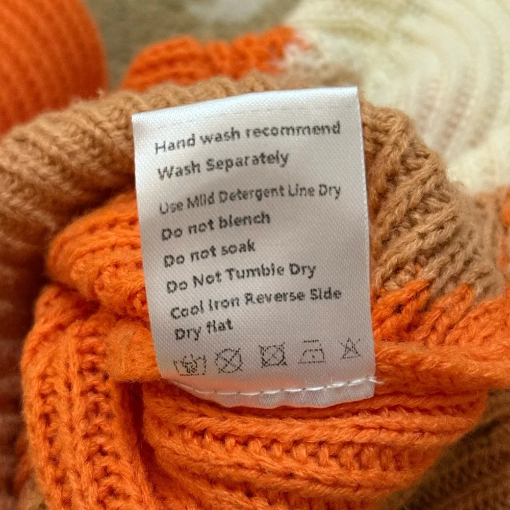 Pink Lily Colorblock Orange cream tan turtleneck sweater women’s size XL - Image 7