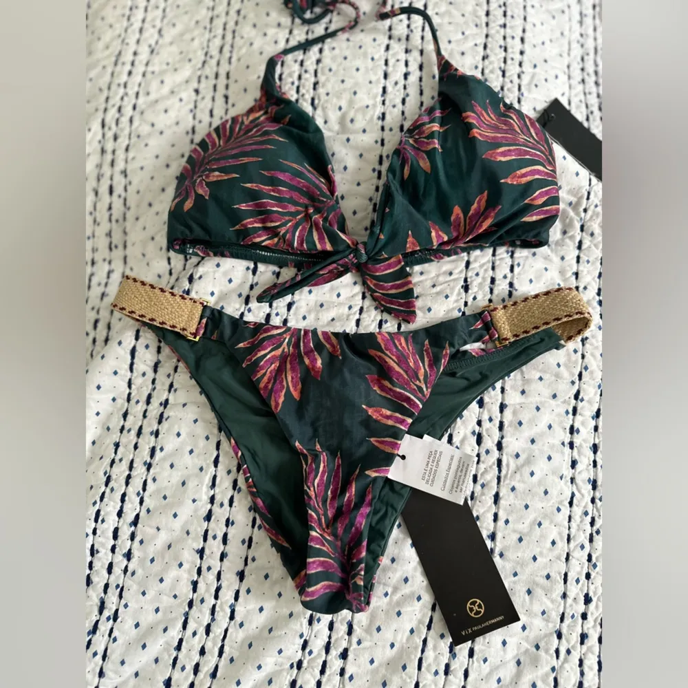 ViX Leaves Retro Jute Bikini Green D Cup L Set Size L - Image 3
