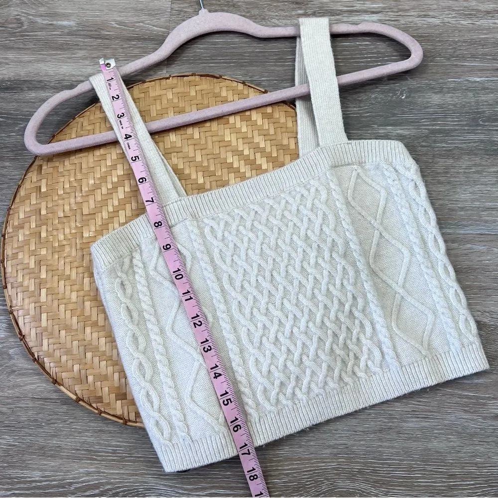 H&M ivory‎ cable knit sleeveless cropped sweater - Image 5