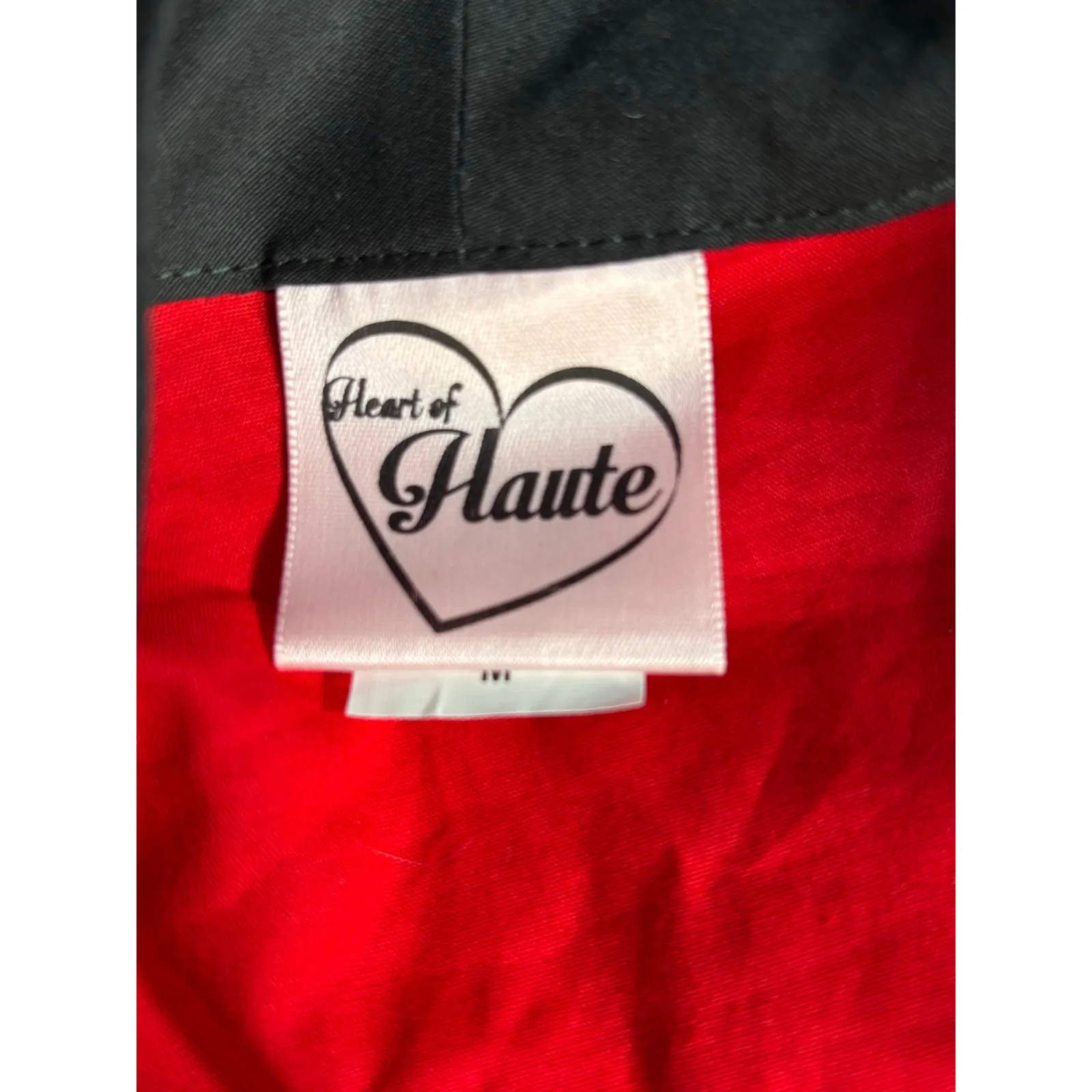 Heart of Haute Red Black Bow Tie Blouse Made In USA Cotton Retro Pinup Medium - Image 5