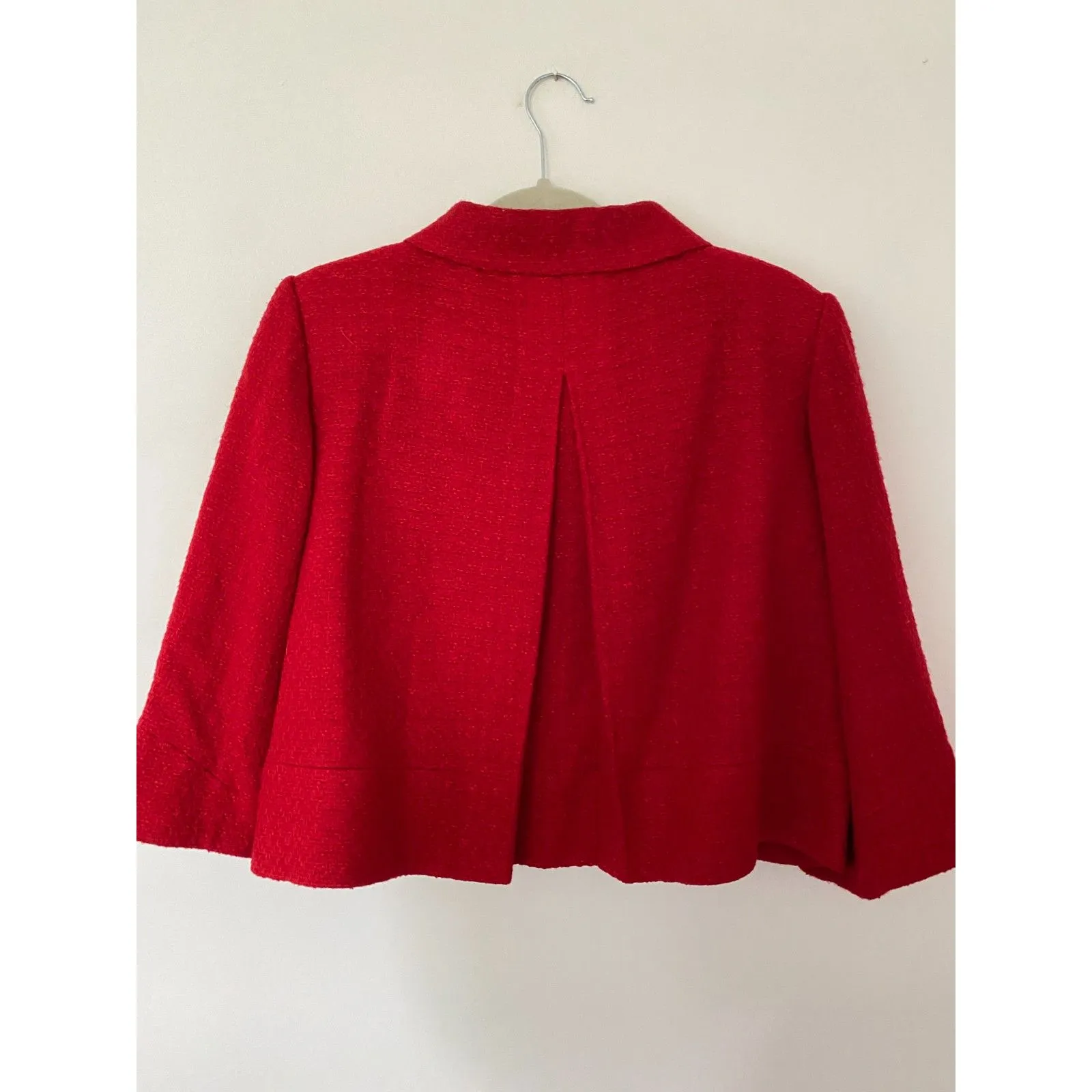 Chelsea & Theodore Red 3/4 Sleeve Lined Blazer Stylish Work Casual Jacket Sz L Size L - Image 4