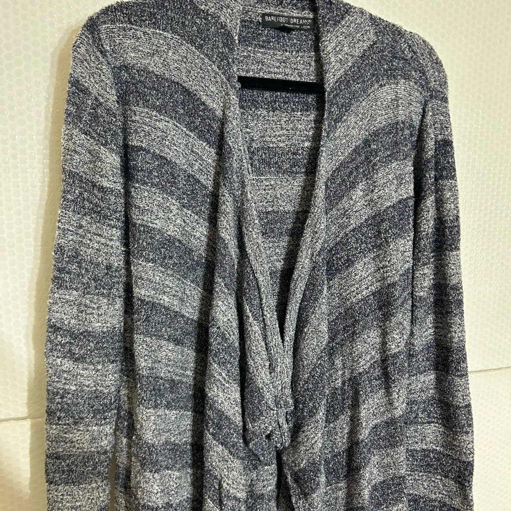 Barefoot Dreams CozyChic Lite Calypso Wrap Cardigan Grey Striped Size Large/XL - Image 7