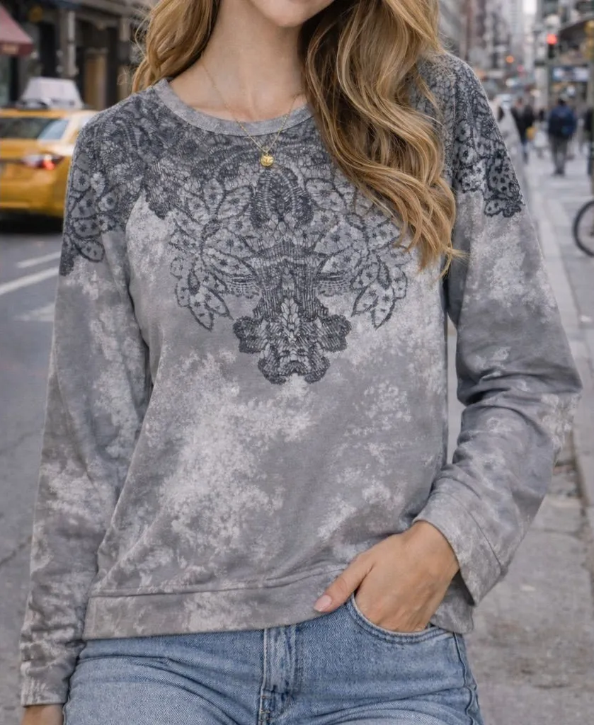 Como Vintage Lace Print Long Sleeve Sweatshirt | XL - Image 1