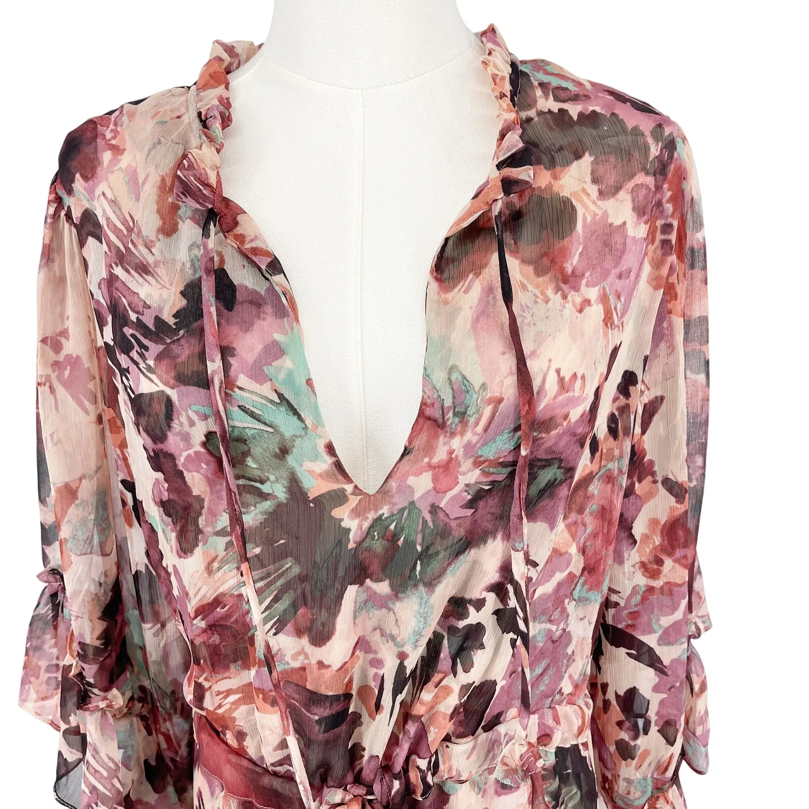 Misa Los Angeles Marcele Ruffled V-Neck Maxi Dress in Floral Dream Size XS - Image 7