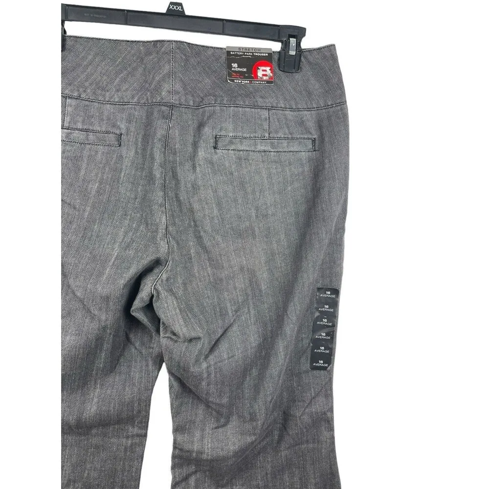 New York Co Battery Park Stretch Trouser Gray Wide Leg Uptown Rise 16 Denim NWT - Image 7