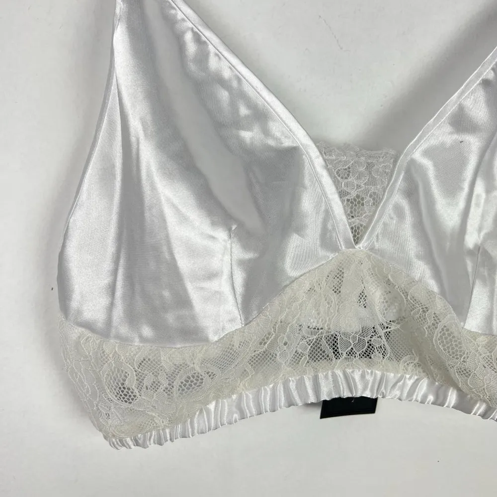 NWT Frederick's of Hollywood Delphine Satin Cropped Cami White Size Medium M T24 - Image 4