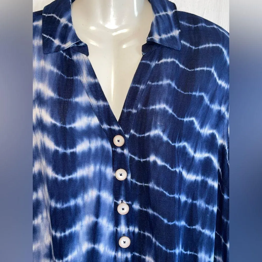 Soft Surroundings Navy and White Rayon Shirt Tie-Dye
Tunic - Image 4