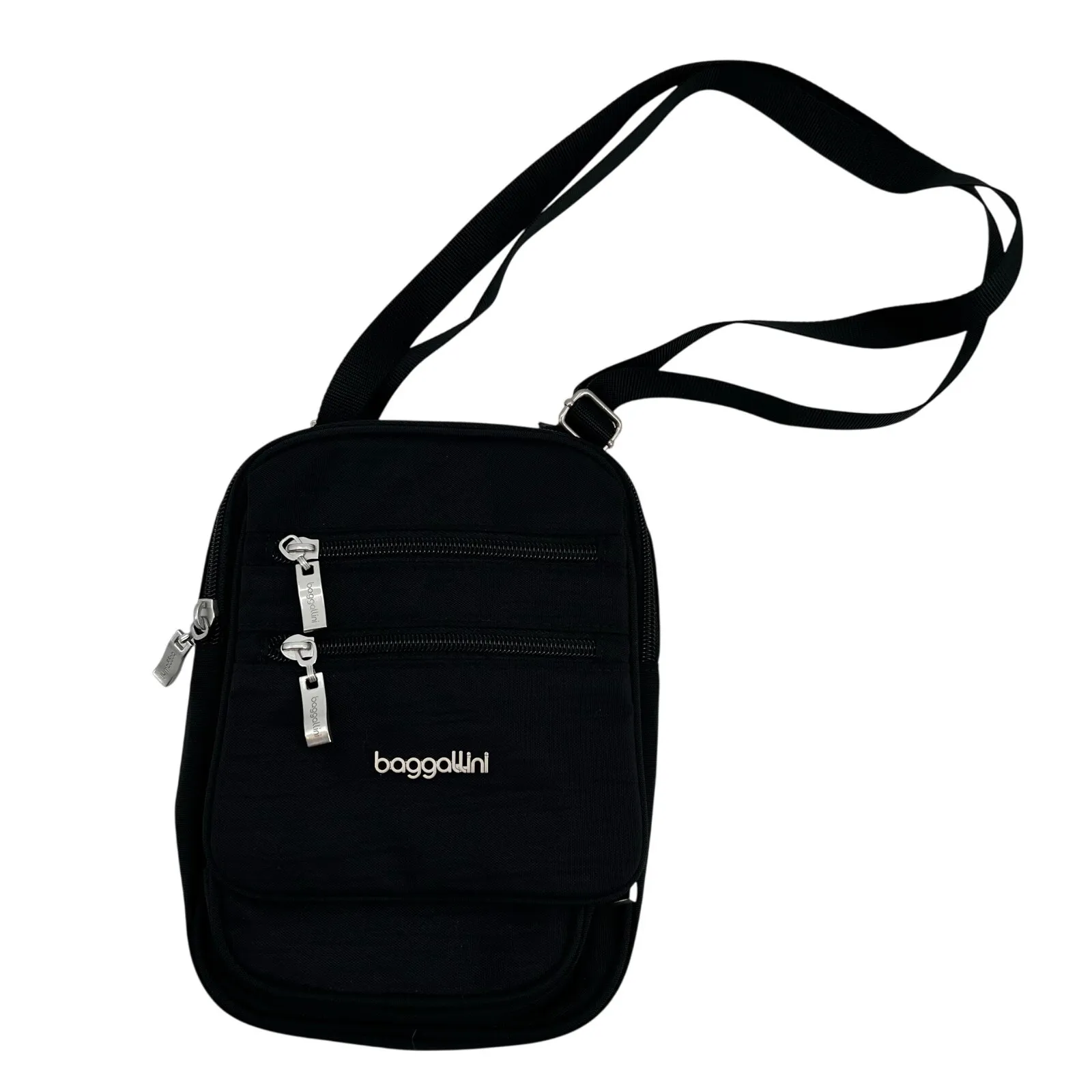 Baggallini Crossbody Multi-Pocket Organizer Travel Bag BLACK Nylon Purse basic - Image 2