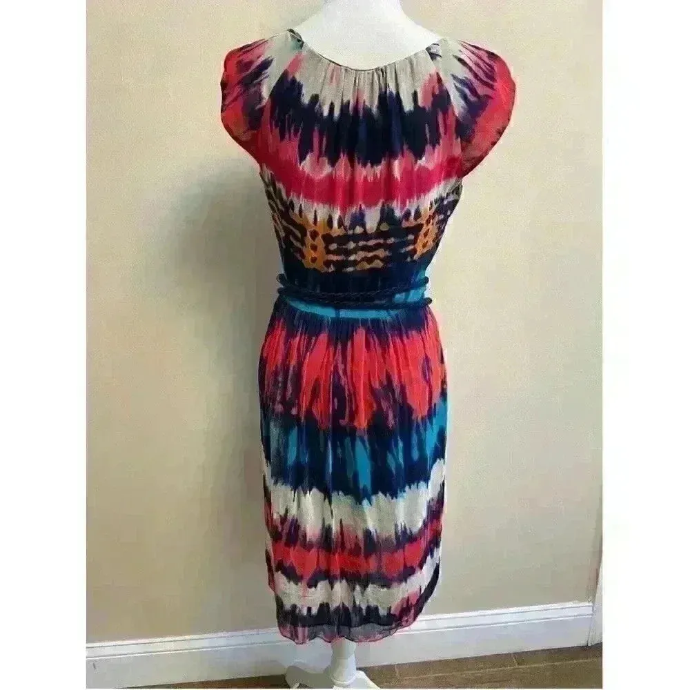 Milly Silk‎ Blend Cap Sleeve Midi Dress Size 4 - Image 8