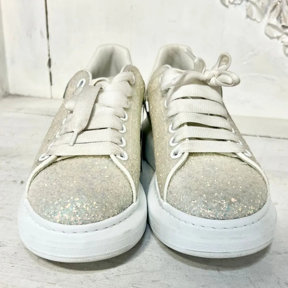Alexander McQueen Low Top Chunky Sneaker Silver Glitter Women's Size 40E / 10 - Image 8