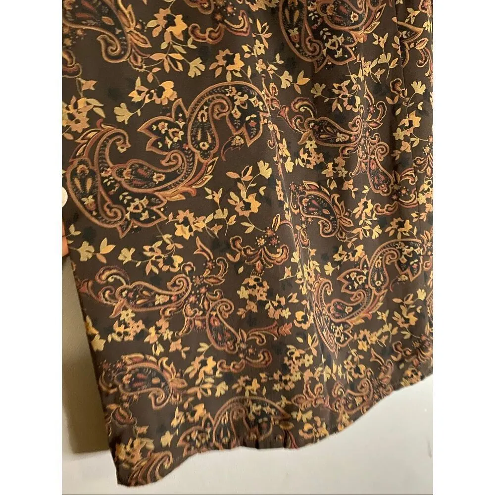 Laura Scott Vintage Paisley Print Thanksgiving A Line Straight Skirt Large - Image 3