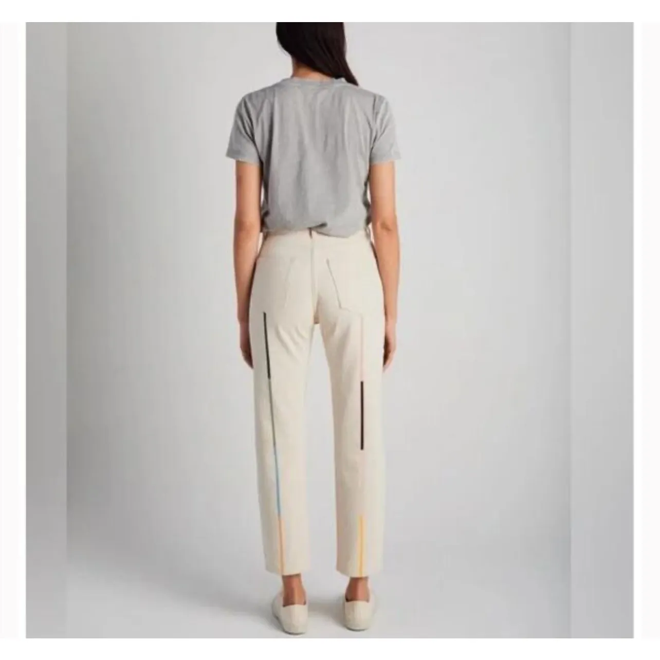 Still Here Tate Jeans Rainbow Cloud Jeans in Cream Bone Size 25 - Image 3