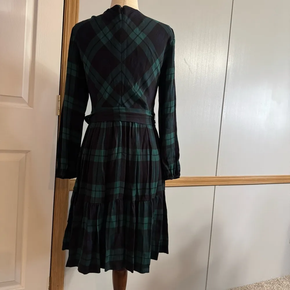 J.Crew Long Sleeve Black Watch Plaid Dress Size 4 - Image 4