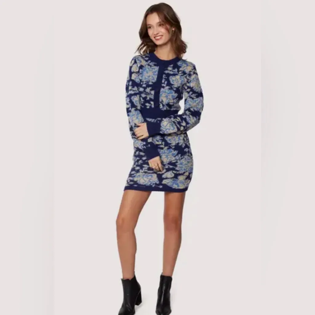 LOST + WANDER Blue Rosette Sweater Dress - Image 2