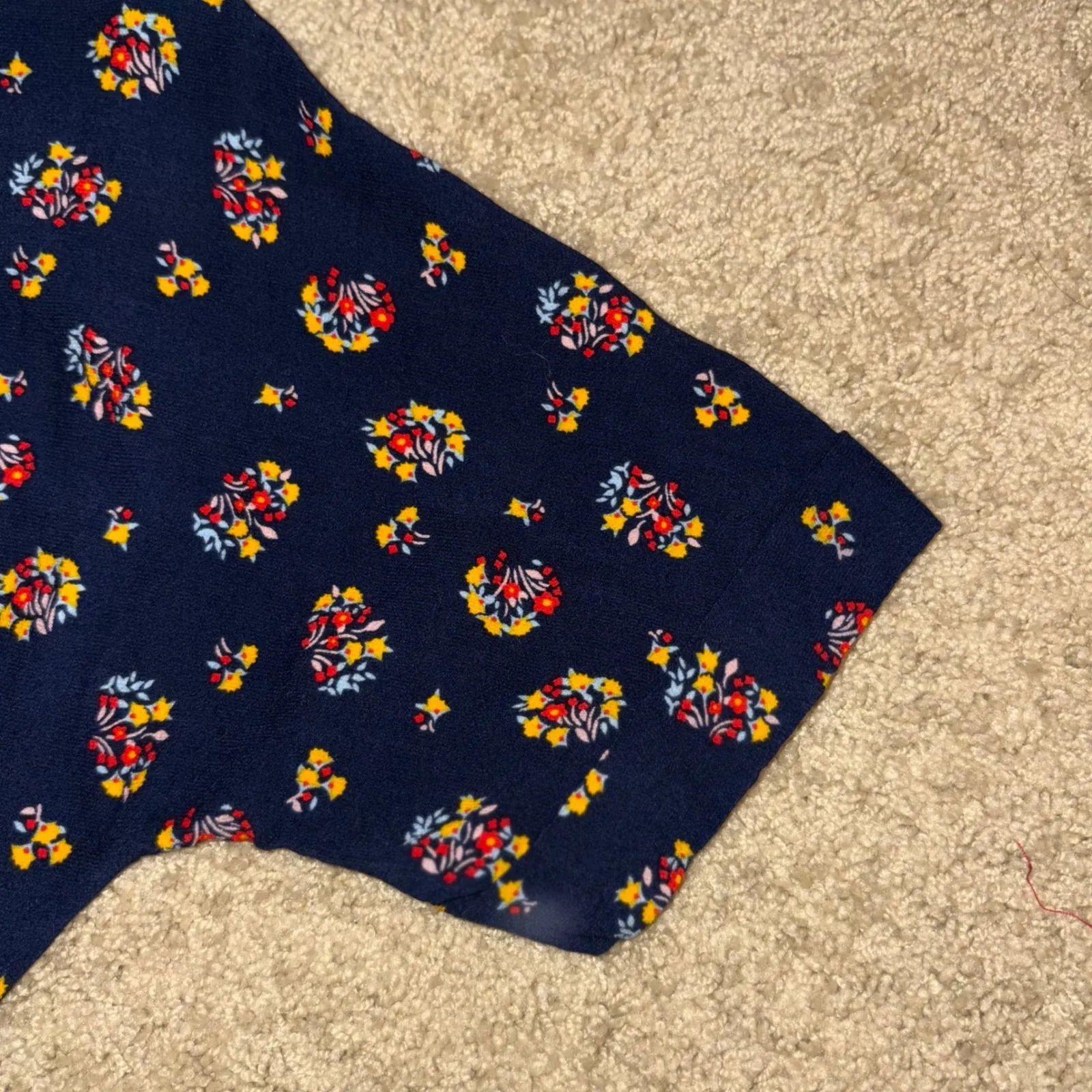 Boden Emmeline Jumpsuit‎ Floral Print Wide Leg Navy Blue Short Sleeve Casual Size 6 - Image 10