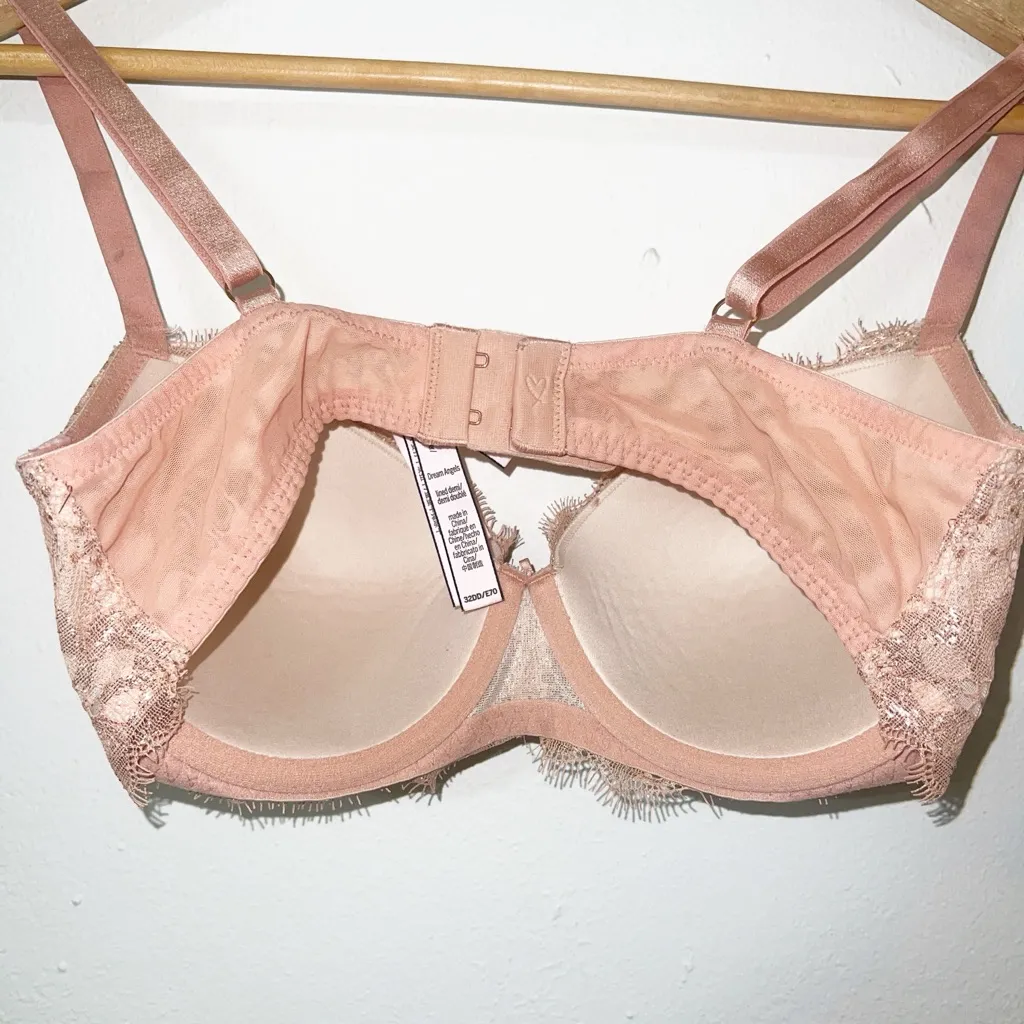 Victorias Secret tan lace shiny dream angels lined semi padded bra - Image 6