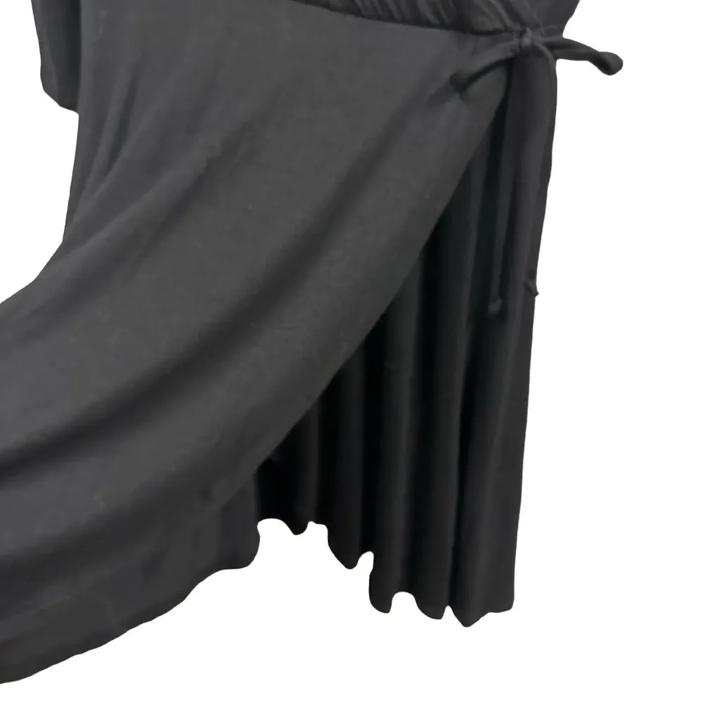 Rolla Coster Black Wrap Plunging V Neck 3 Quarter Sleeve Flowy Tie Waist Dress S - Image 10