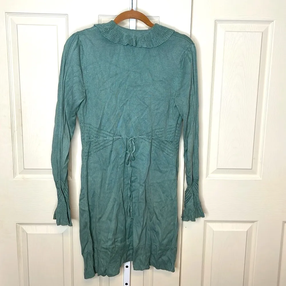 Peruvian connection long ruffled cardigan shirt se small - Image 3