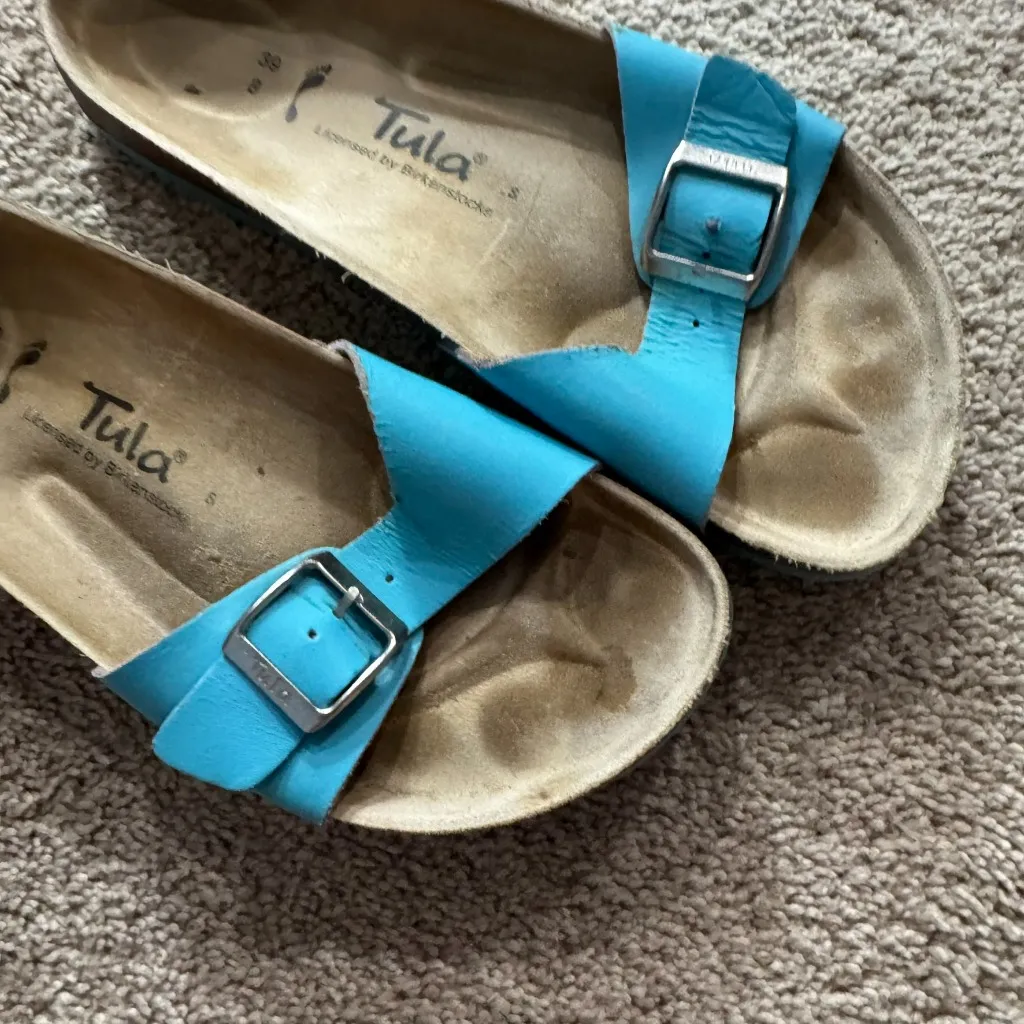 Tula by Birkenstocks Pretty Blue One Strap Slip On Sandals Women's Size 39 / 8 - Image 2