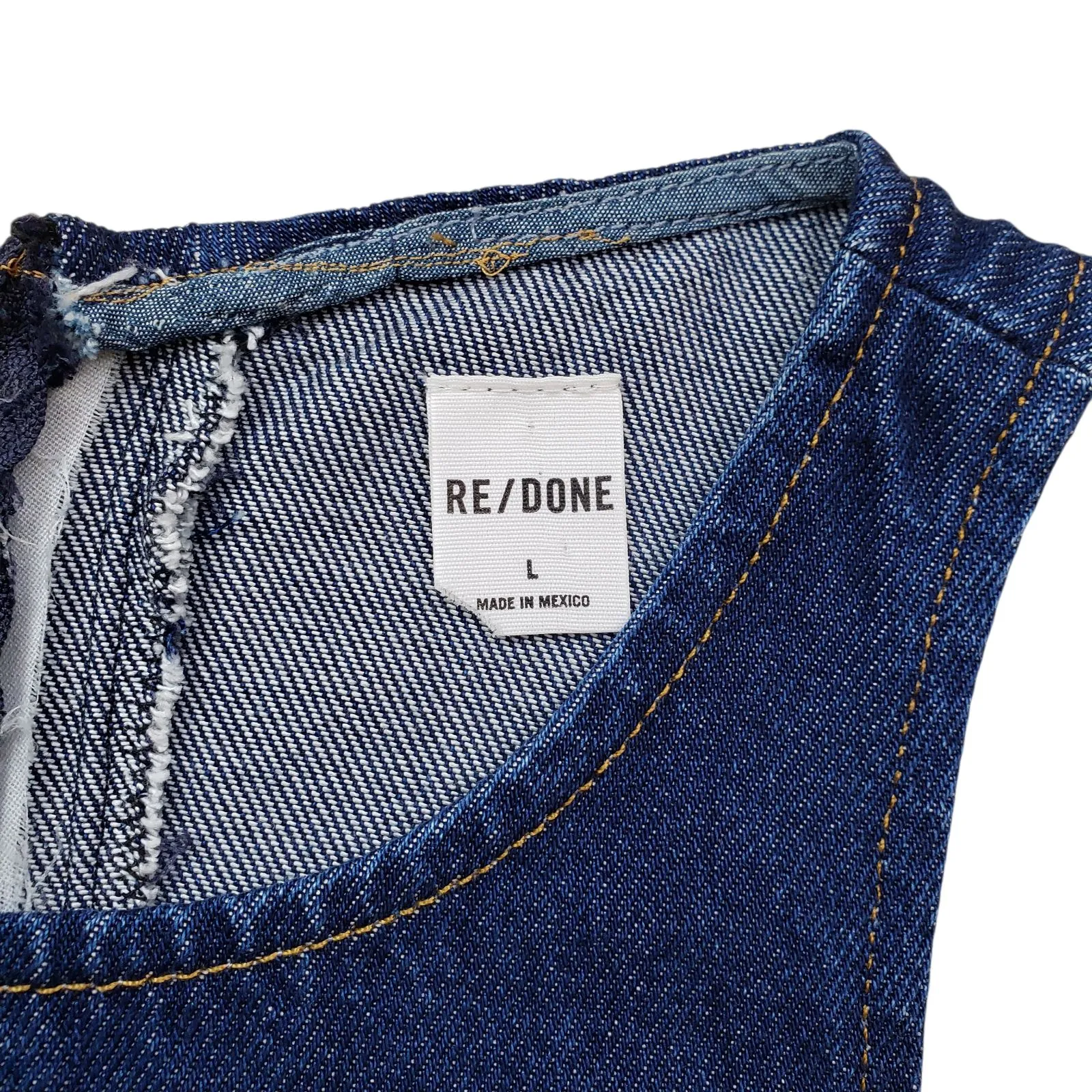 RE/DONE Zip Back lyocell Dress Mini Womens Split Front Large Denim Western - Image 5