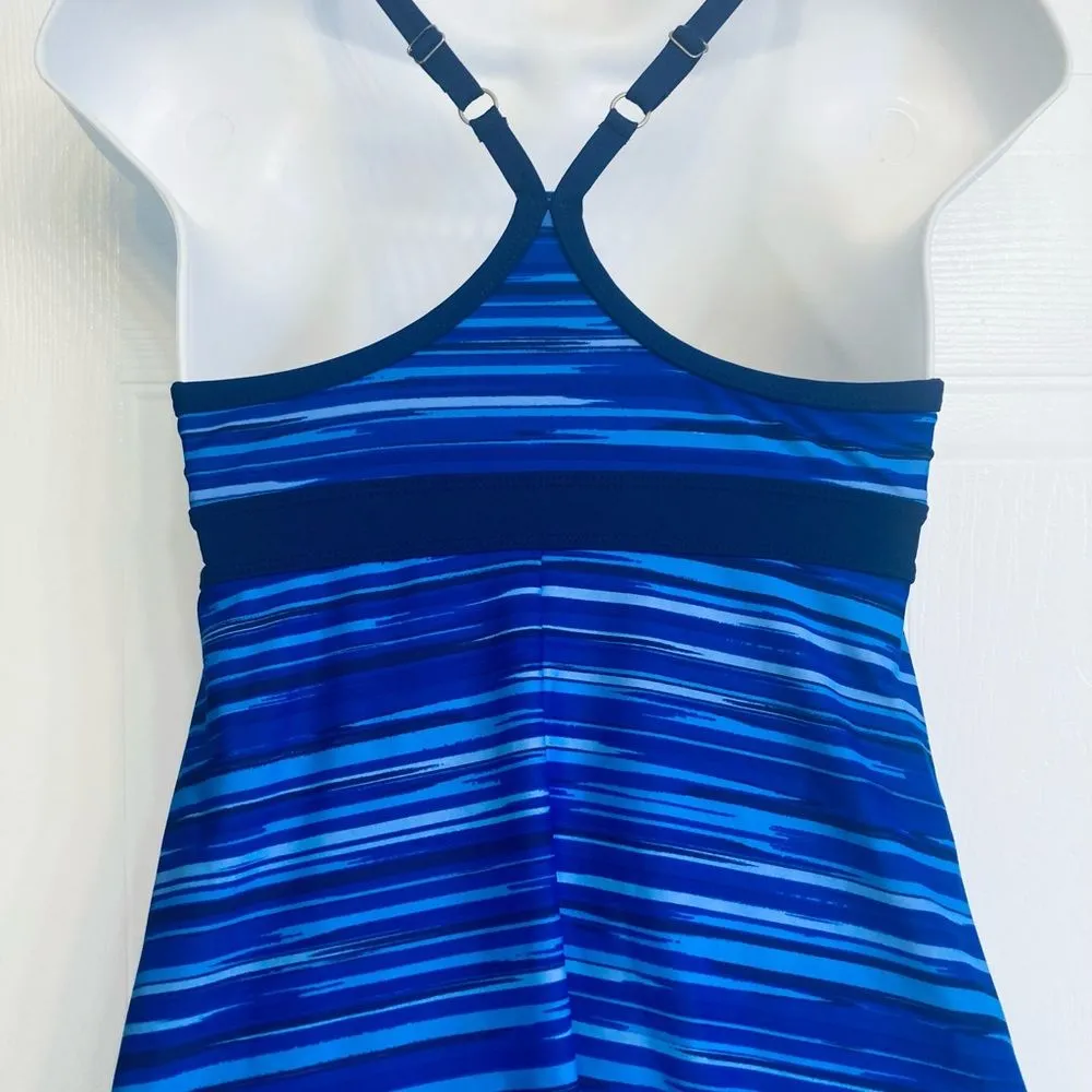 Athleta 984279 Printed Shorebreak‎ Swim Dress Blue UPF 50+ Petite Size XXSP - Image 4
