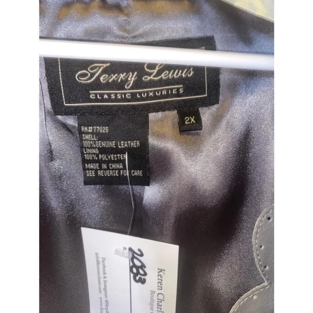 Terry Lewis Luxuries grey leather jacket with belt size 2X Gray - Image 2