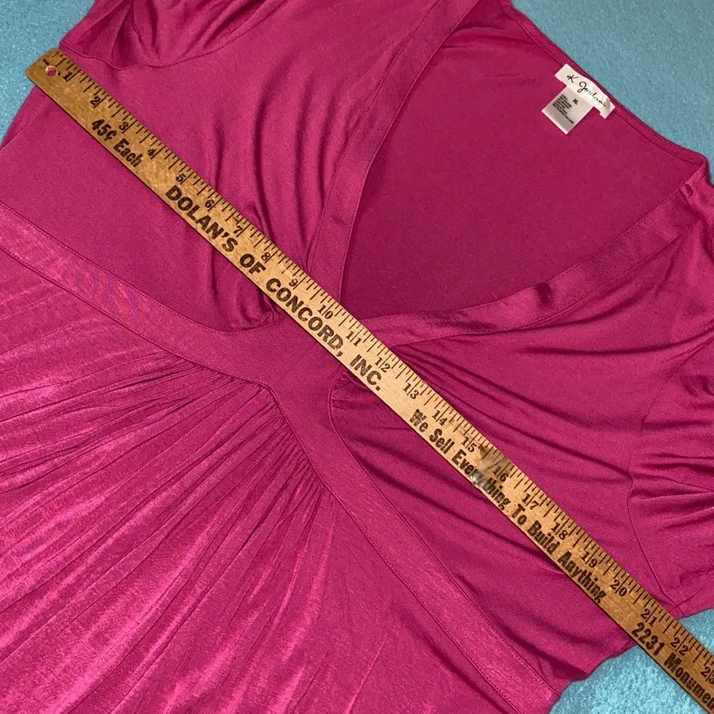 K JORDAN baby doll style tunic wide long sleeve pullover fuchsia pink size XL - Image 6