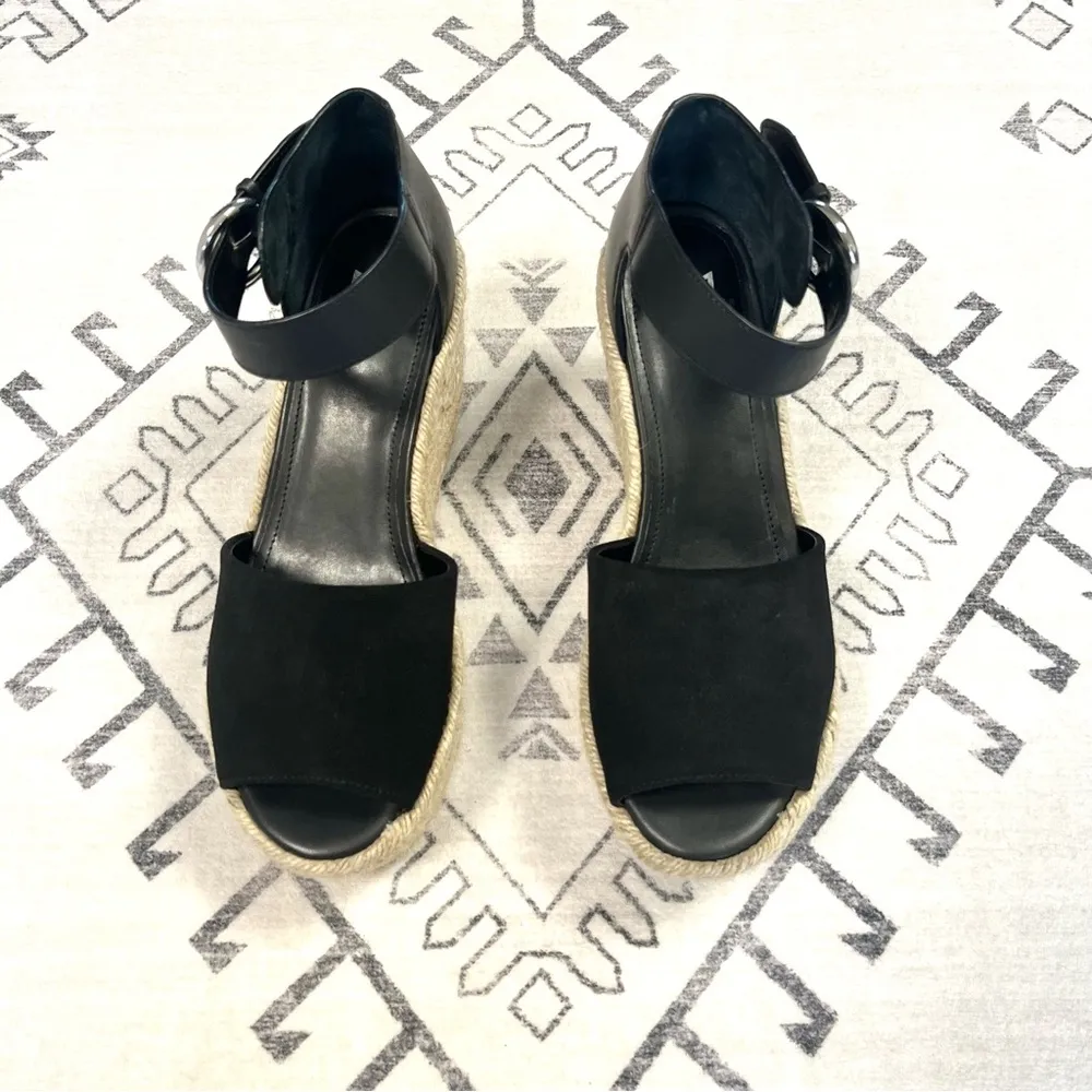 Marc Fisher LTD Alita Espadrille Wedge Sandals in Black Size 10 - Image 3