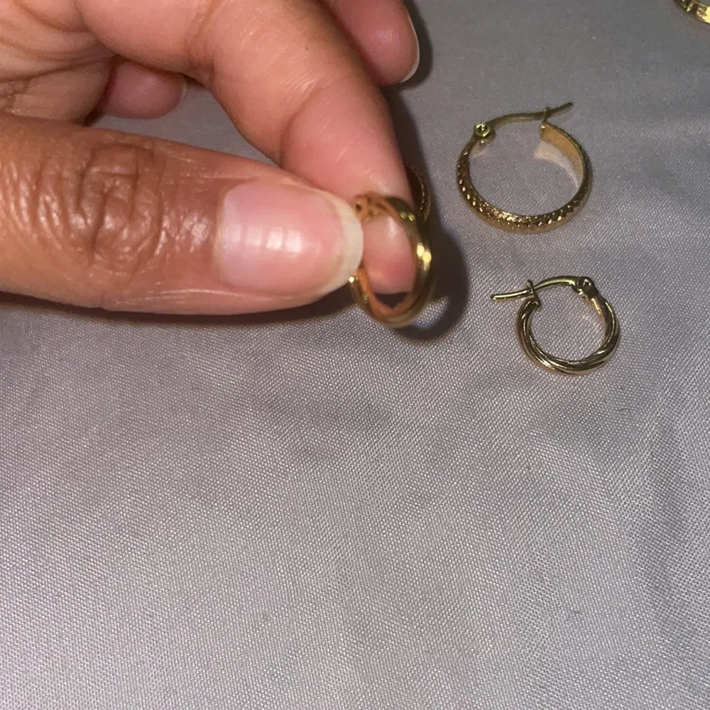 925 Gold mini hoop Huggies earrings - Image 7