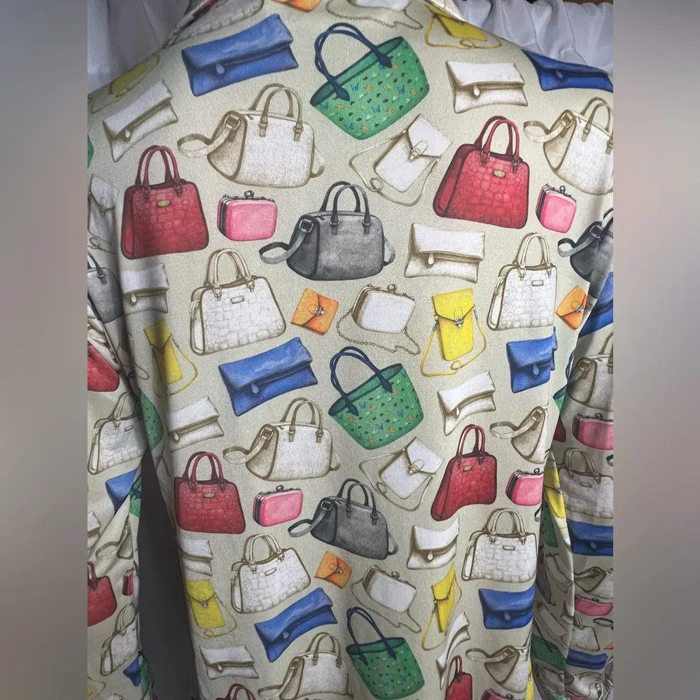 Adele Altman Vintage Button Down Purse Print Feminine Blouse Size L Size L - Image 5