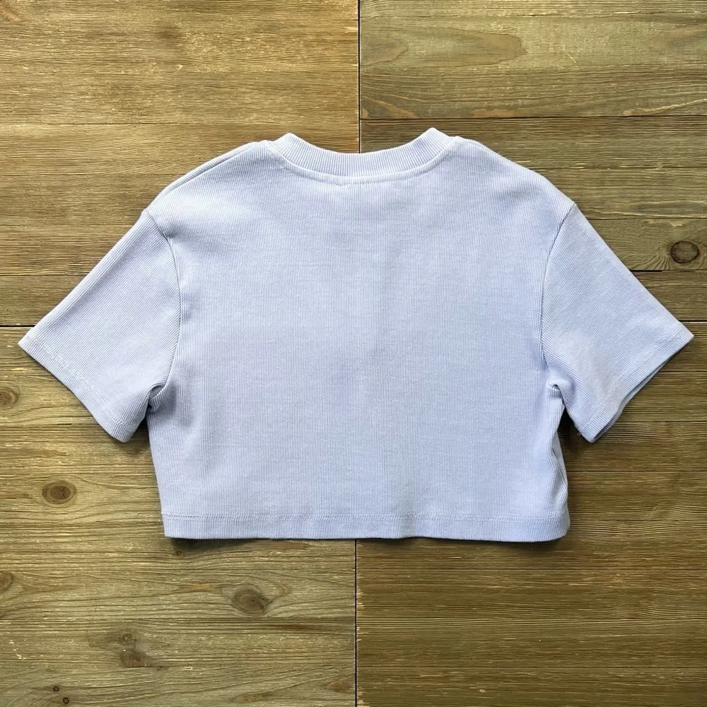 UO Out From Under Ryan Ribbed Half-Zip Cropped Tee in Lavender - Image 7