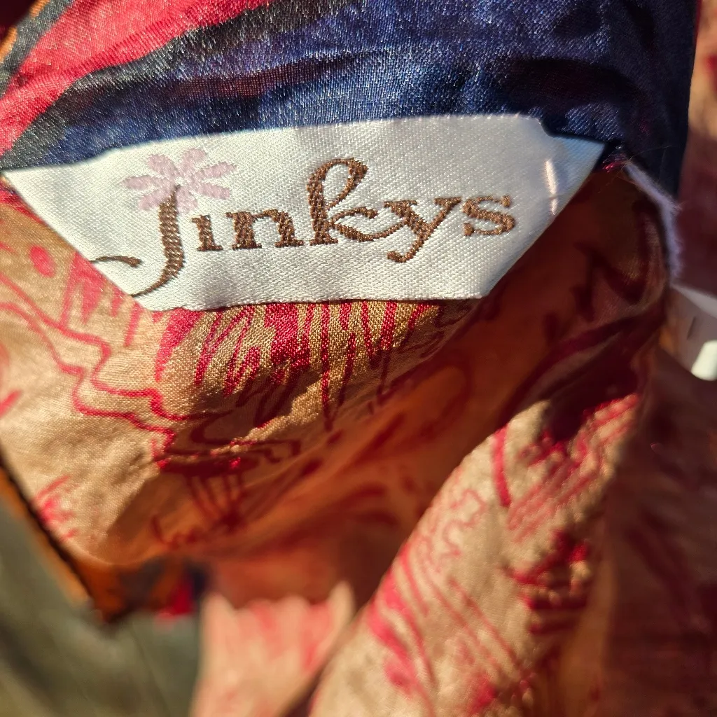 Boho Vintage Silk Wrap maxi skirt XL Red - Image 8