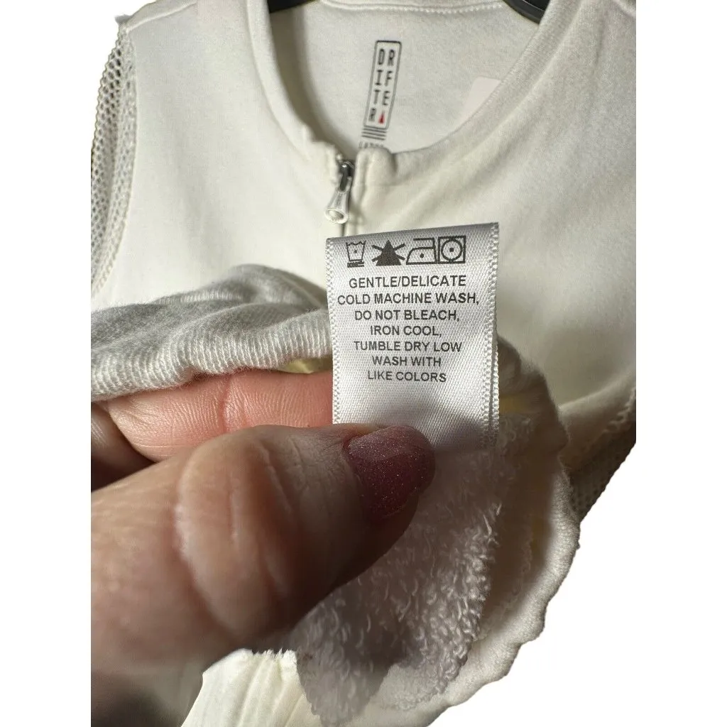 Drifter Jacket Size Women’s L White Full Zip With Fishnet Sleeves‎ EUC #G3 - Image 9