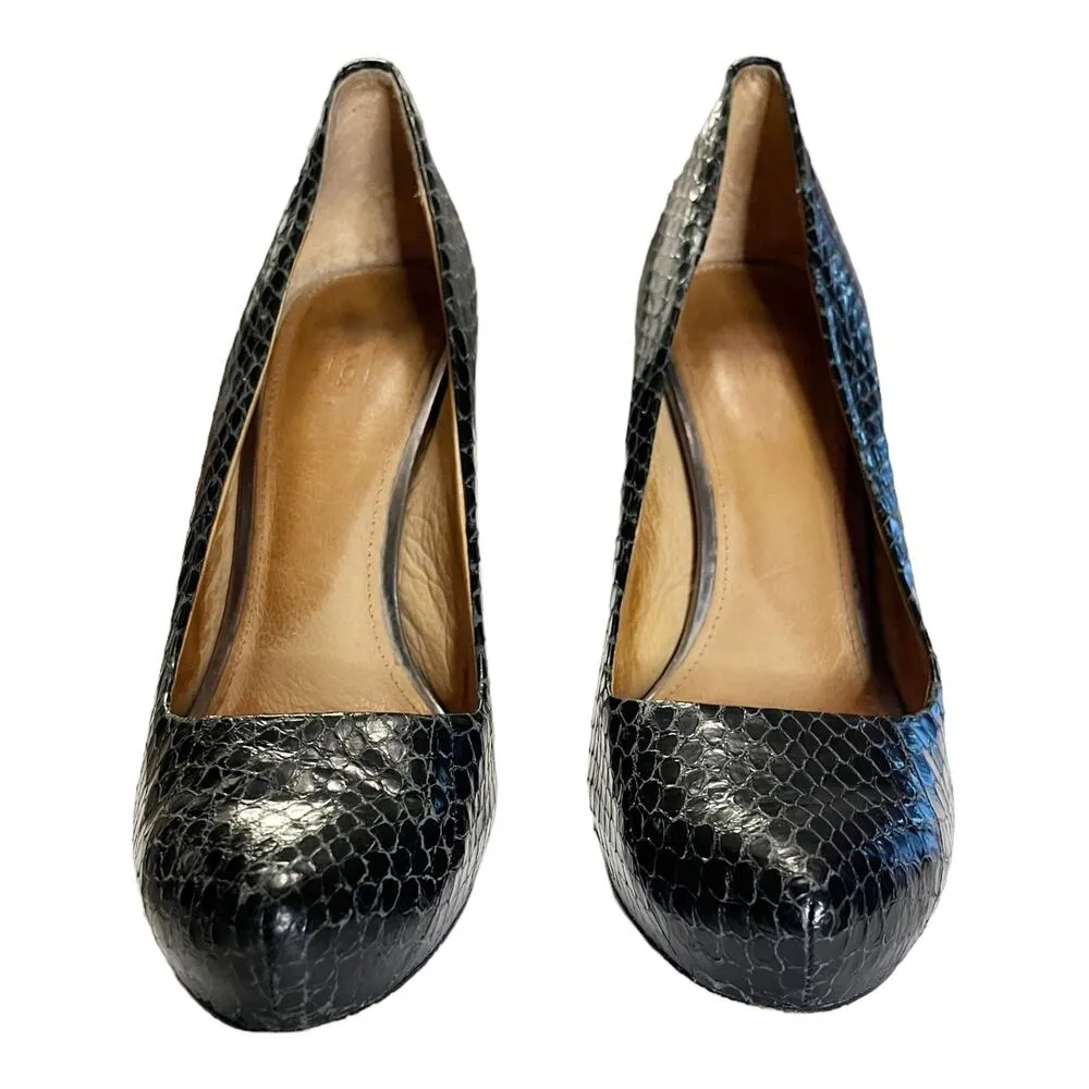 COACH Snake Embossed Pumps Leather Black Stiletto Heels Almond Toe Size 7 GUC - Image 5