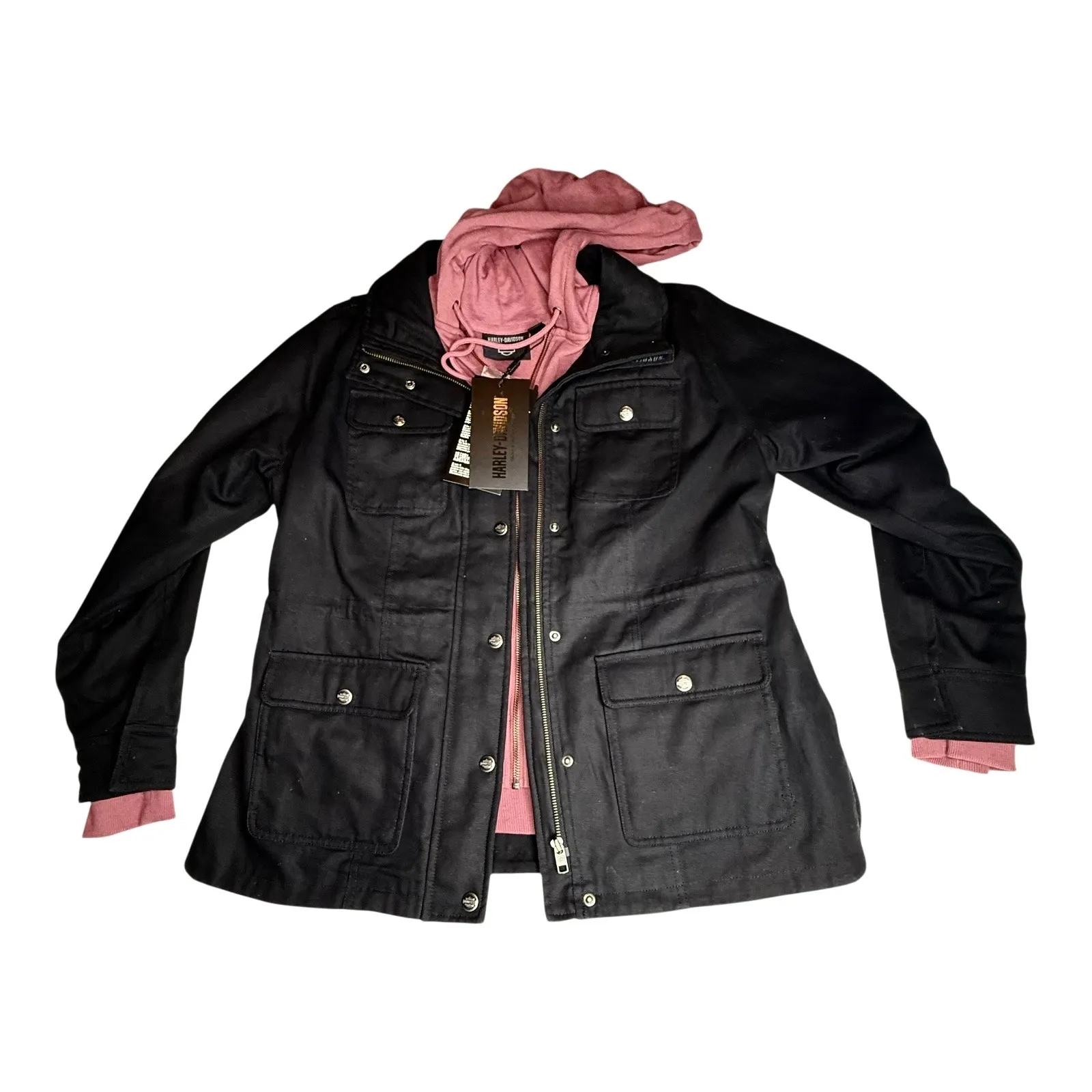 Harley-Davidson Jacket Set California 3in1 Zip Hoodie & Coat Women's L Black New - Image 5