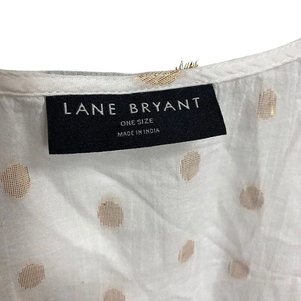 LANE BRYANT White Gold Lurex Maxi Open Front Duster Lightweight Knit One Size - Image 4