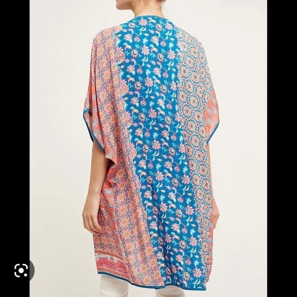 Anthropologie Rapti Kimono by Tolani Pink/Blue One Size Fits Most - Image 3