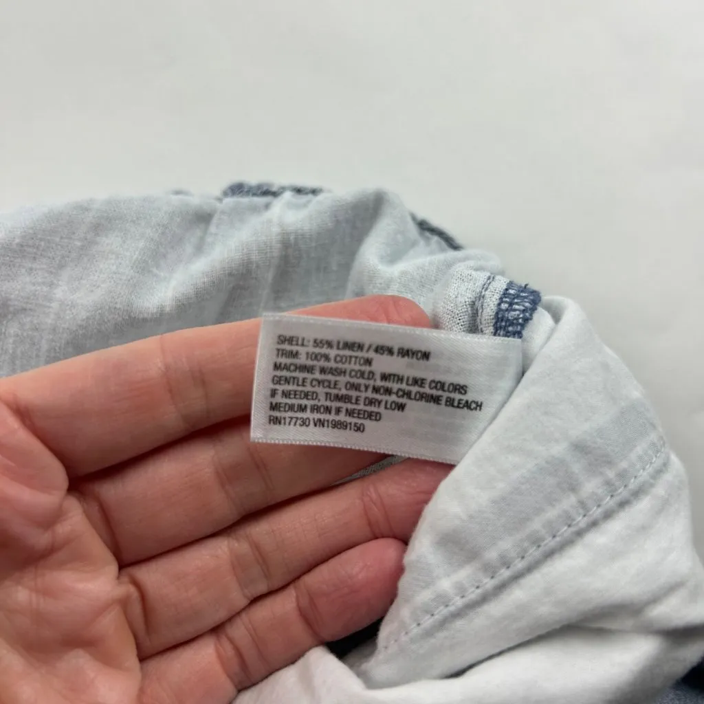 A New Day Blue Pinstripe Linen Blend Wide Leg Lounge Pant M - Image 6