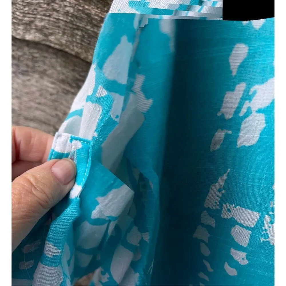 Pleasant Shade size XL semi sheer shark bite 3/4 roll up sleeves top. Beach tro Blue - Image 6