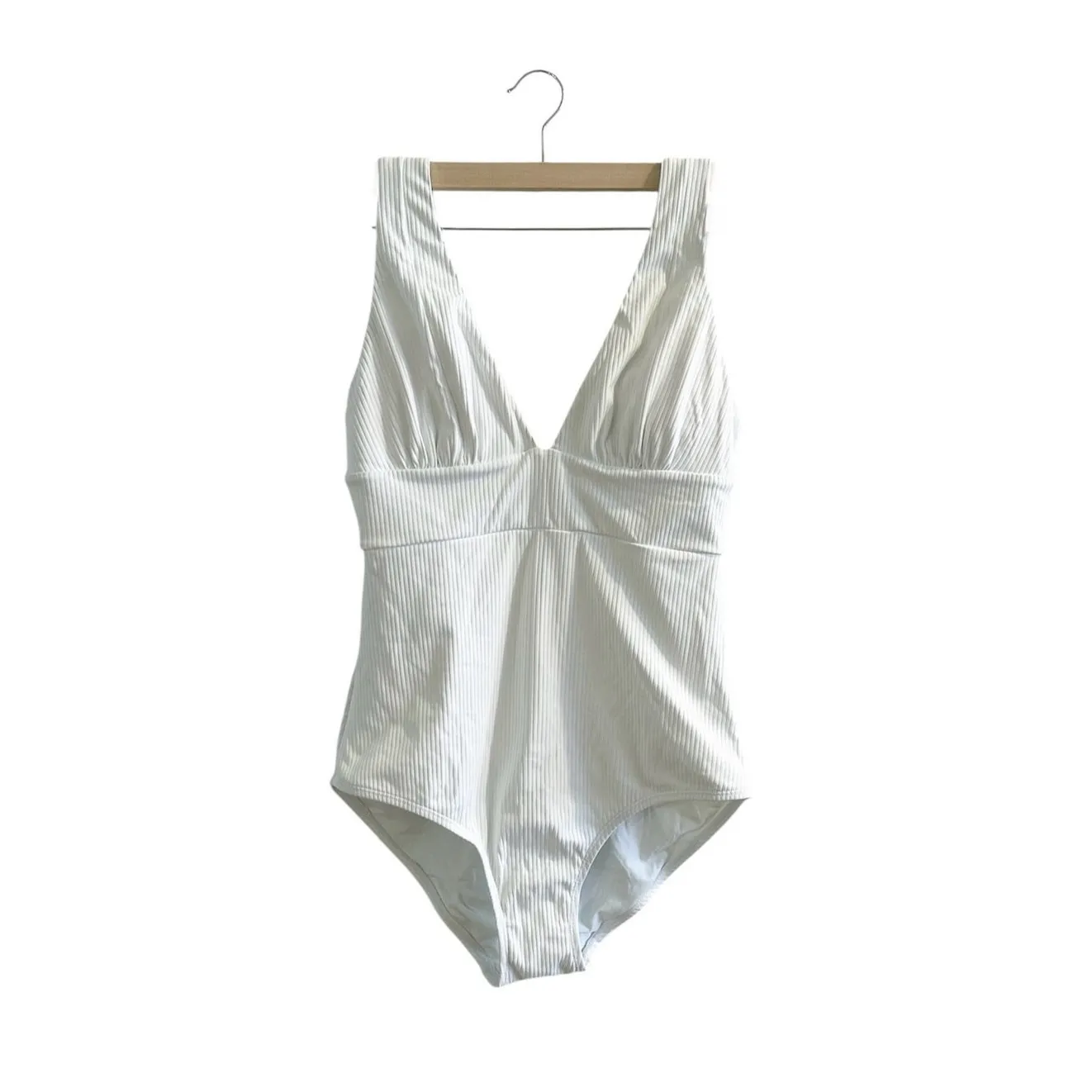 Andie Swim Sample The Mykonos Ribbed One Piece in White S - Image 5