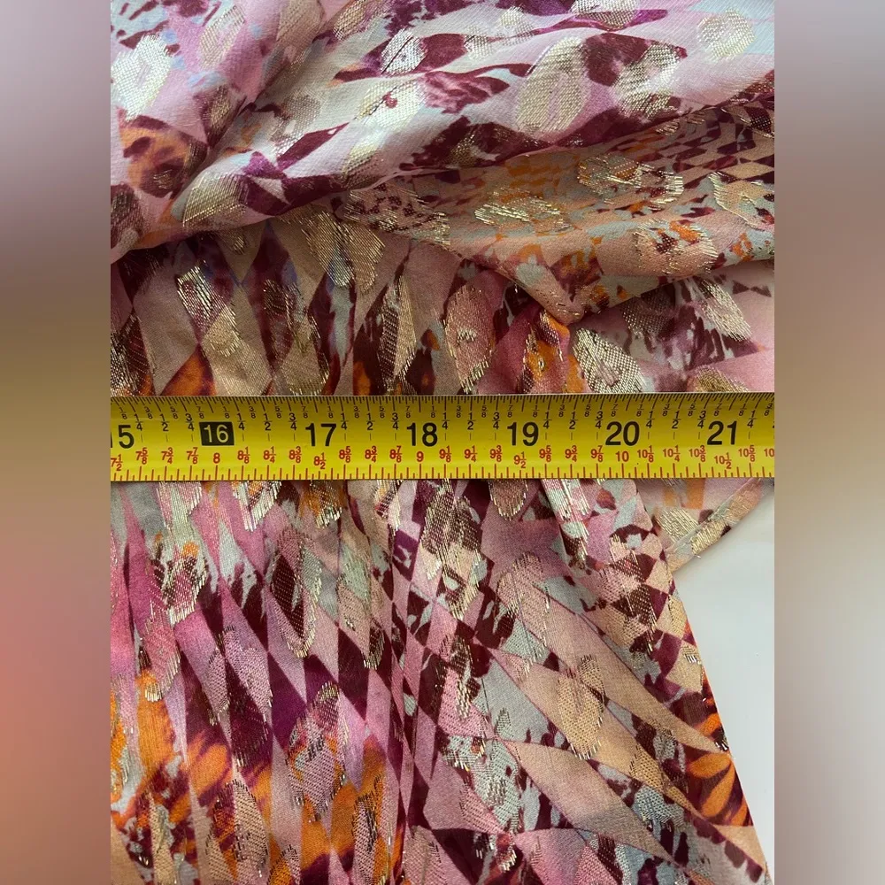 DUNDAS x REVOLVE Luna Top in Optic Geo Silk blouse metallic long sleeve S Orange - Image 6