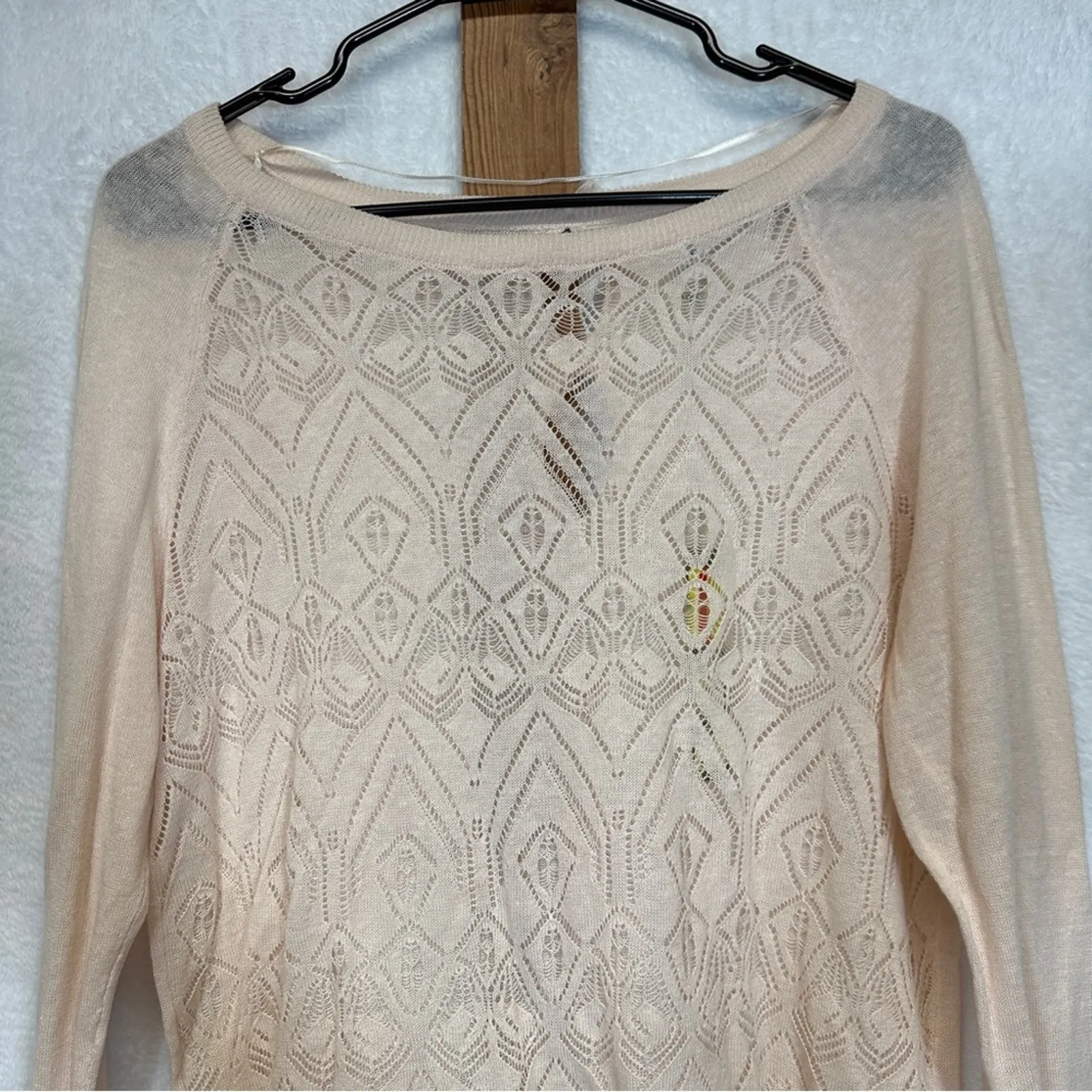 Lauren Conrad Light Pink‎ Lace Dreamer Long Sleeve Sweater Size M - Image 2
