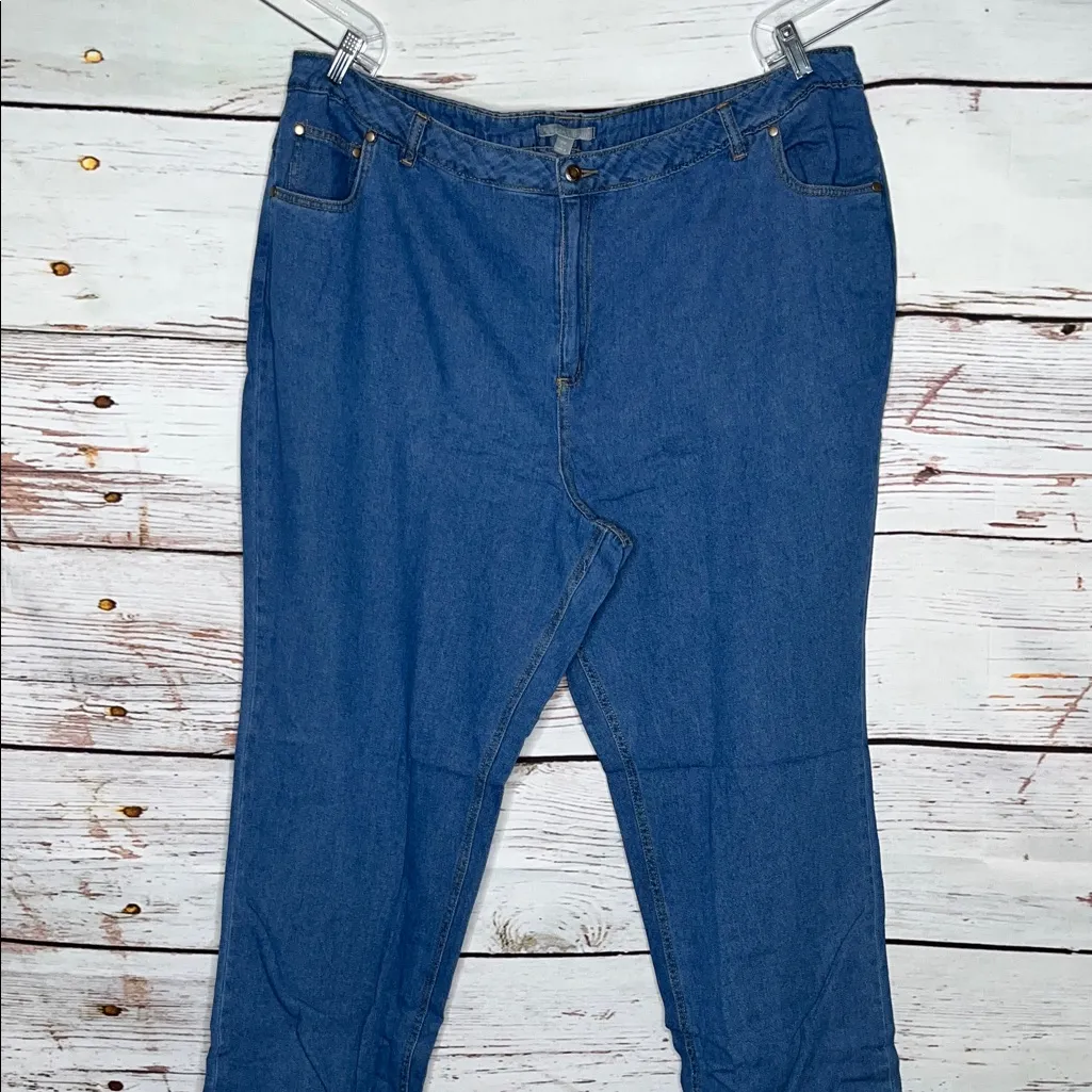 Woman Within NEW Size 26W Tall Blue Denim Straight Leg Jeans - Image 2
