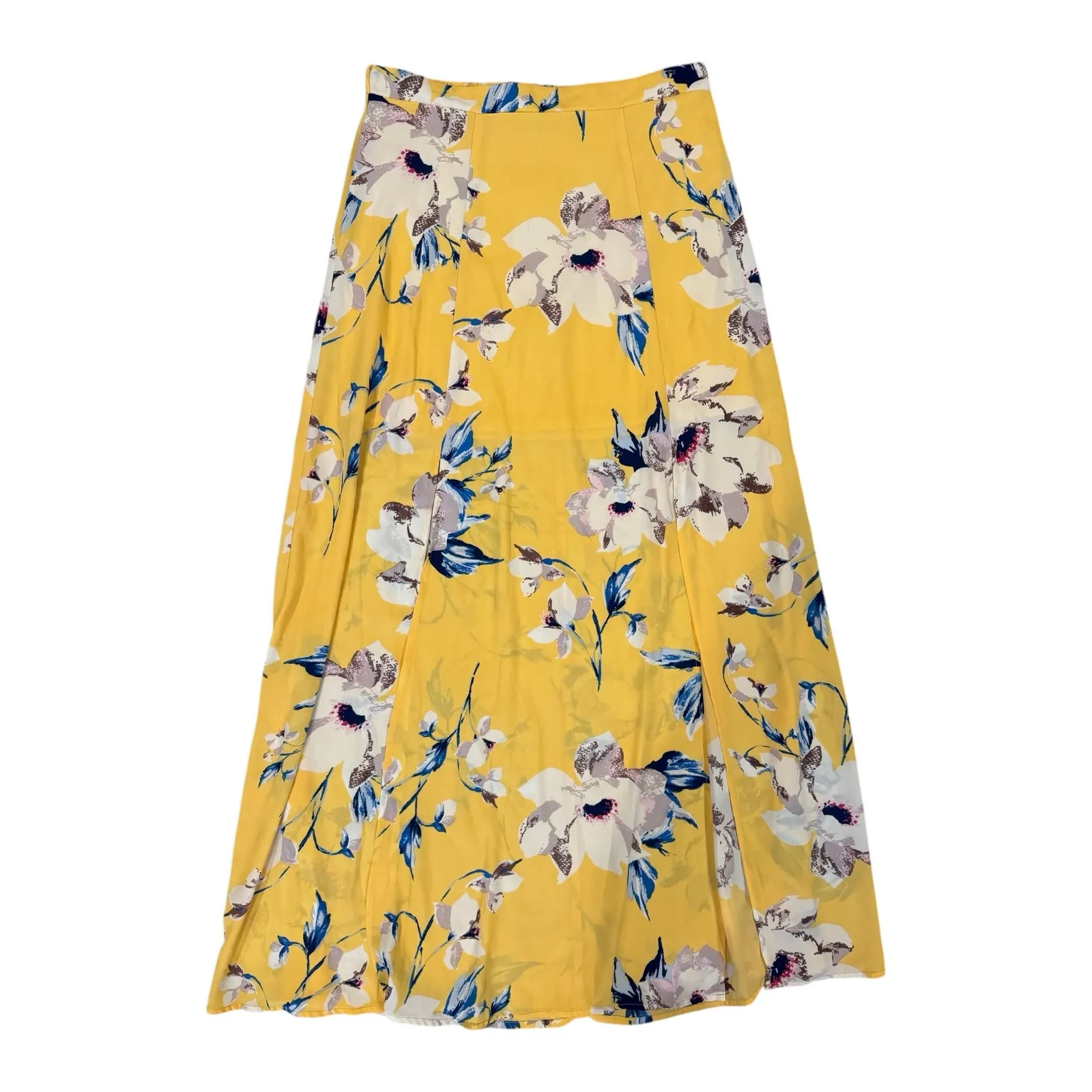 City Triangles Women’s Yellow Floral Maxi Skirt Medium Elastic Waist Lined - Image 2
