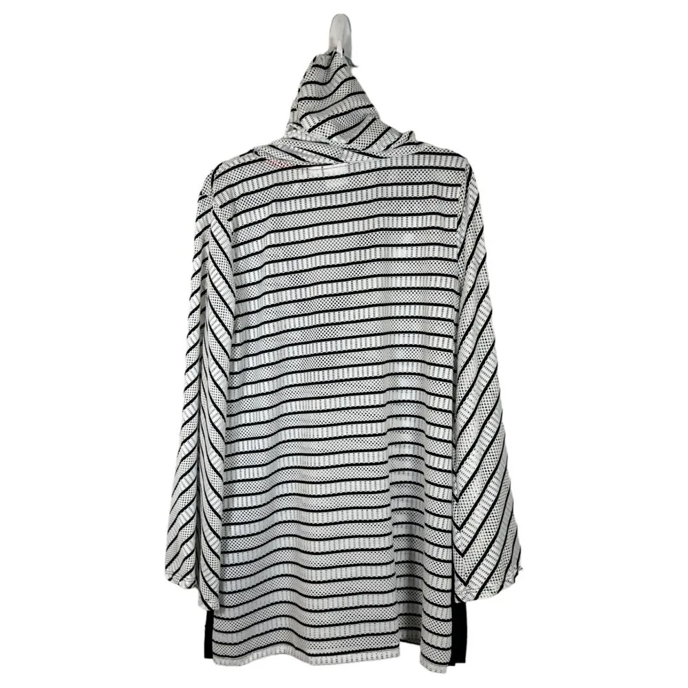 Blue Caribbean Beachwear Black White Mesh Long Sleeve Coverup Size XL - Image 4