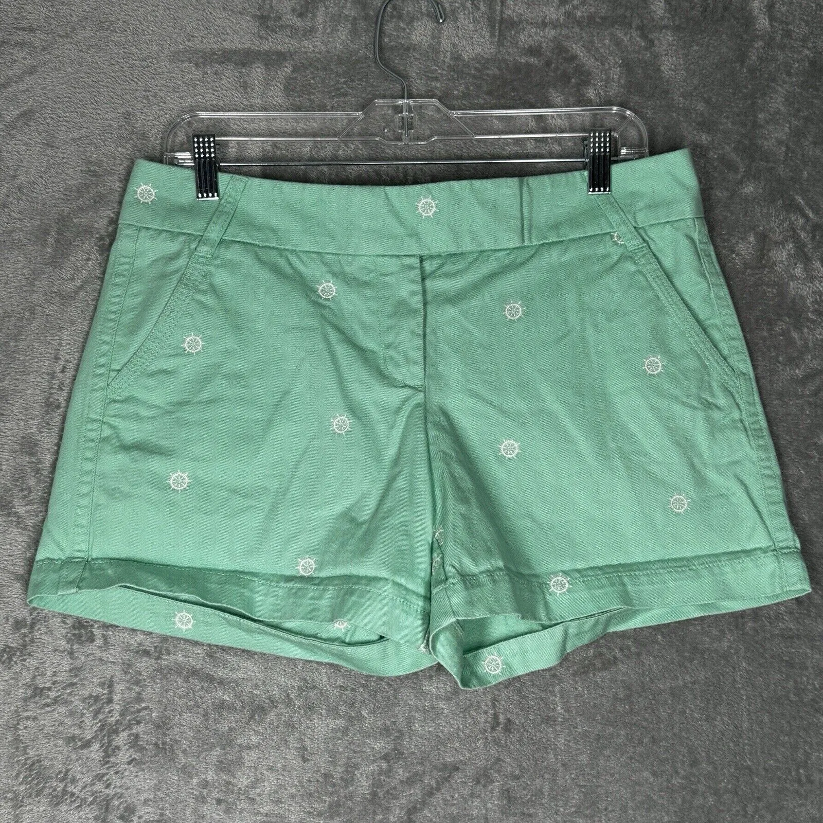 J Crew Shorts Women 8 Green Chino Shorts Helm Fun Summer Casual Preppy Nautical‎ Size 28 - Image 2